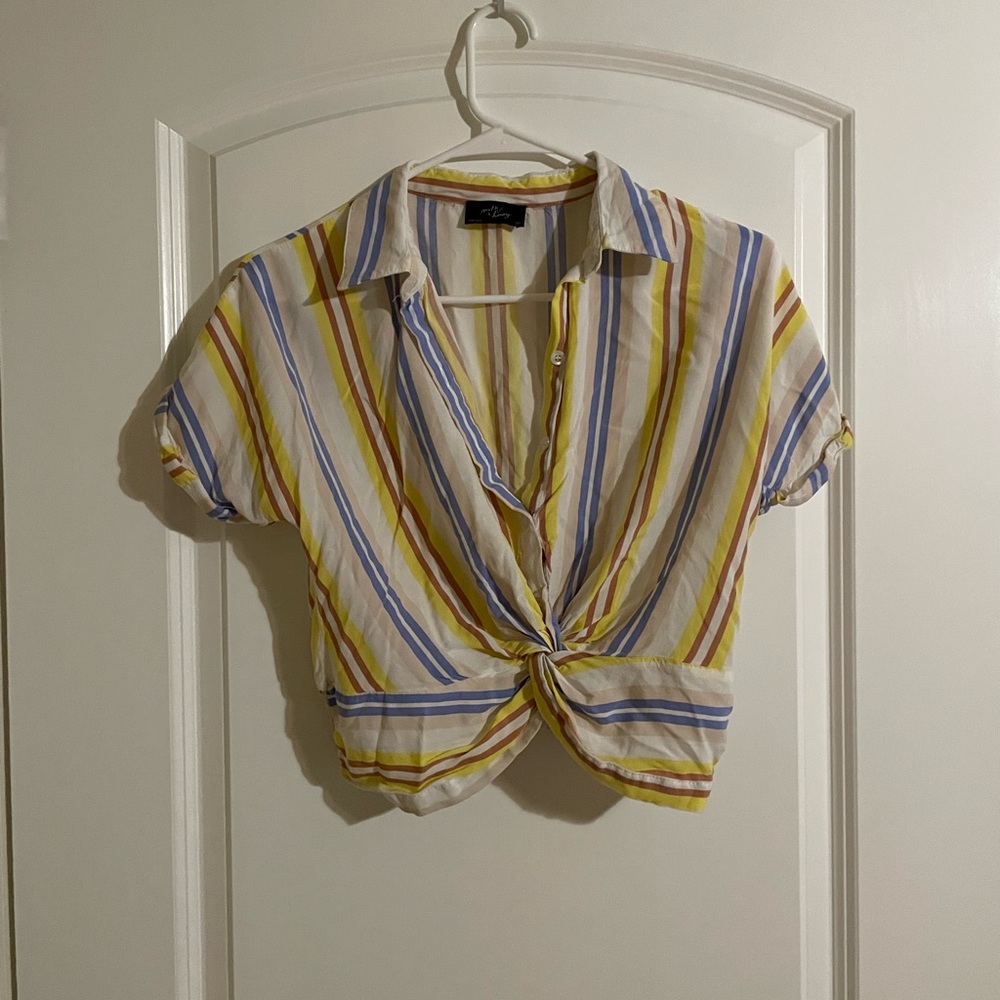 Milk & Honey | White, Yellow, Blue and Blush Striped Twist Top